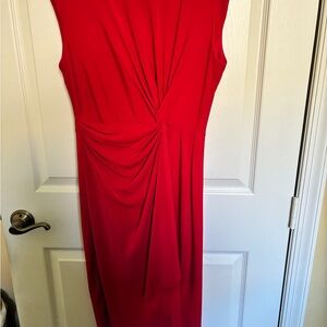 Red Sleeveless Twist-Knot Maxi Dress